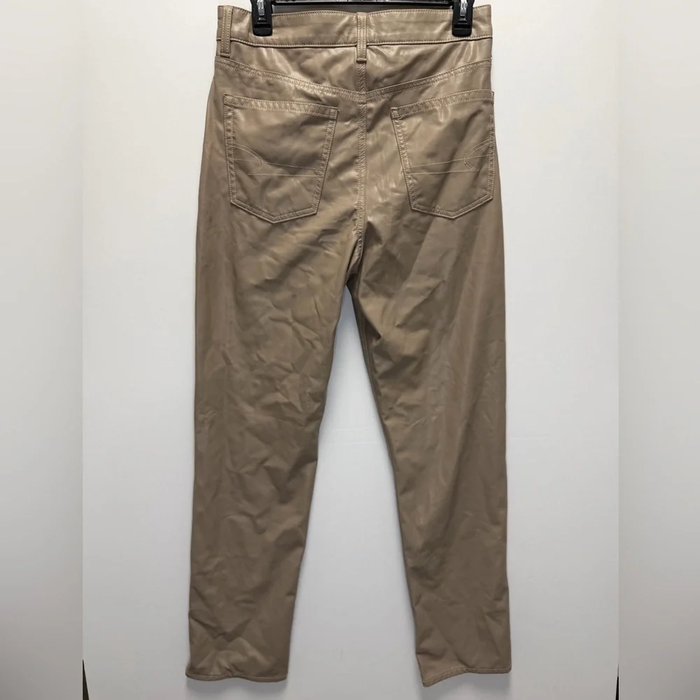 American Eagle Outfitters Women’s Vegan  Leather Super High Rise Straight 8 Long